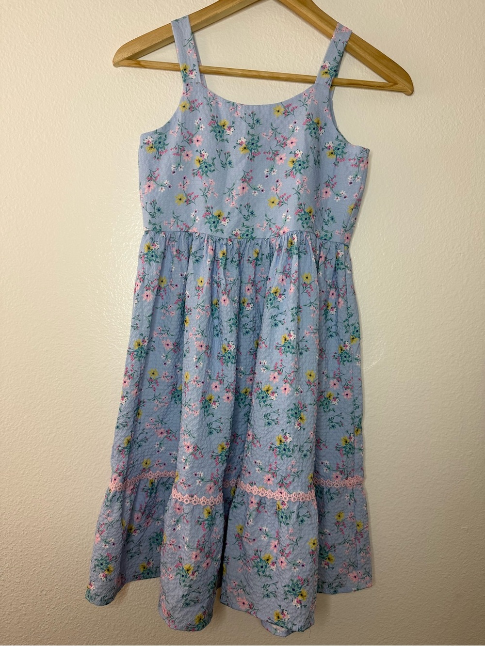 Nannette Light Blue Floral Sundress with Pink & Yellow Details